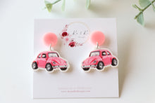 Load image into Gallery viewer, Pink Car Earrings