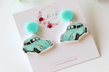 Load image into Gallery viewer, Blue Car Earrings