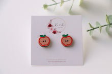 Load image into Gallery viewer, Apple Wooden Stud Earrings