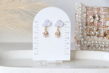 Load image into Gallery viewer, Twin Heart Light Grey Dangle Earrings