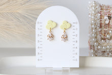Load image into Gallery viewer, Twin Heart Yellow Pastel Dangle Earrings