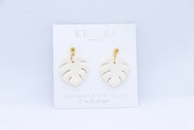 Load image into Gallery viewer, White Monstera Earrings