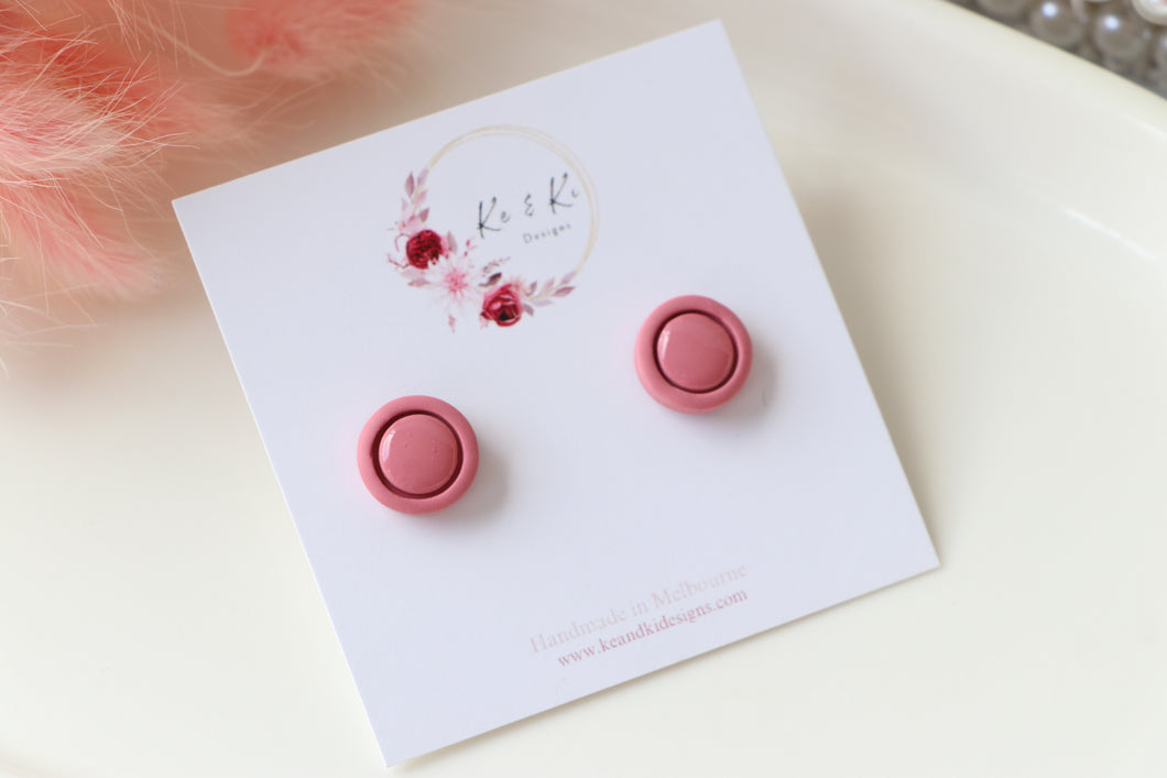 Round Studs Pink Earrings