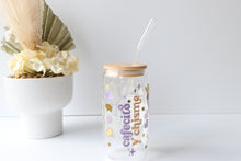 Load image into Gallery viewer, Coffee Theme Glass Coffee Cup With Bamboo Lid And Glass Straw
