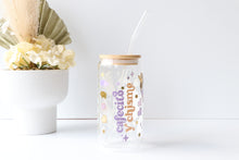 Load image into Gallery viewer, Coffee Theme Glass Coffee Cup With Bamboo Lid And Glass Straw
