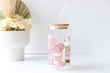 Load image into Gallery viewer, Coffee Theme Glass Coffee Cup With Bamboo Lid And Glass Straw
