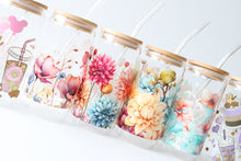 Load image into Gallery viewer, Coffee Theme Glass Coffee Cup With Bamboo Lid And Glass Straw
