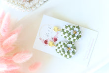 Load image into Gallery viewer, Checkered Dangle Floral Earrings – Handmade Statement Earrings for Women
