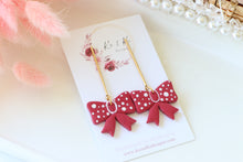 Load image into Gallery viewer, Dotted Bow Dangle Earrings – Handmade Cute Statement Earrings for Women
