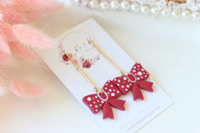 Load image into Gallery viewer, Dotted Bow Dangle Earrings – Handmade Cute Statement Earrings for Women
