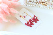 Load image into Gallery viewer, Dotted Bow Dangle Earrings – Handmade Cute Statement Earrings for Women
