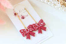 Load image into Gallery viewer, Dotted Bow Dangle Earrings – Handmade Cute Statement Earrings for Women
