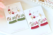 Load image into Gallery viewer, Snow Globe Christmas Earrings – Handmade Holiday Dangle Earrings for Women
