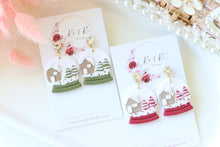 Load image into Gallery viewer, Snow Globe Christmas Earrings – Handmade Holiday Dangle Earrings for Women
