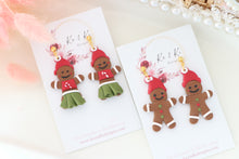 Load image into Gallery viewer, Gingerbread Earrings – Handmade Festive Christmas Dangle Earrings for Women
