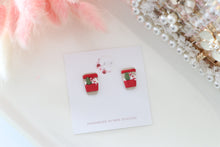 Load image into Gallery viewer, Coffee Cup Christmas Earrings – Handmade Festive Dangle Earrings for Women
