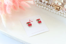 Load image into Gallery viewer, Coffee Cup Christmas Earrings – Handmade Festive Dangle Earrings for Women

