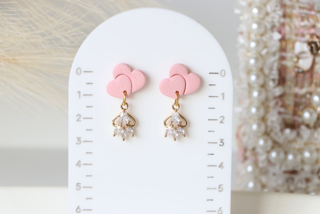 Twin Heart Stone Drop Dangle